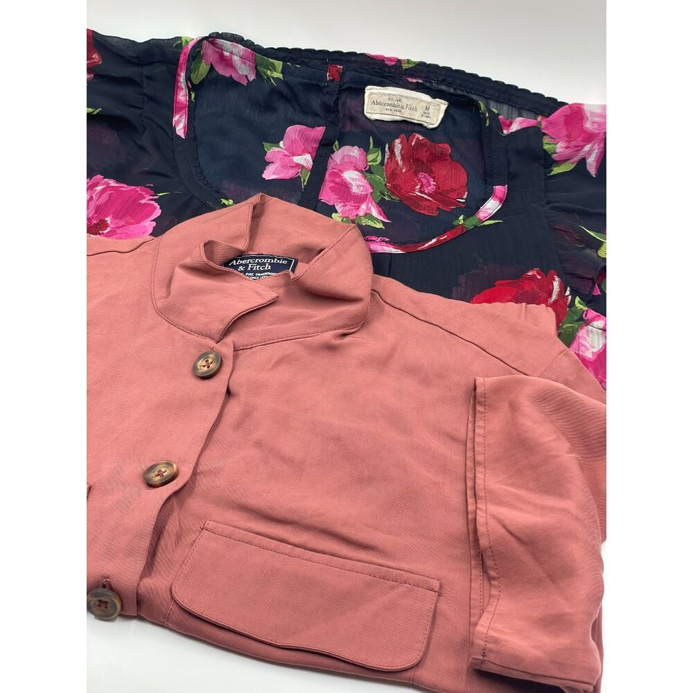 Abercrombie & Fitch Women's M/S Blouse Top Bundle (2 Pieces) - Terracotta & Flor